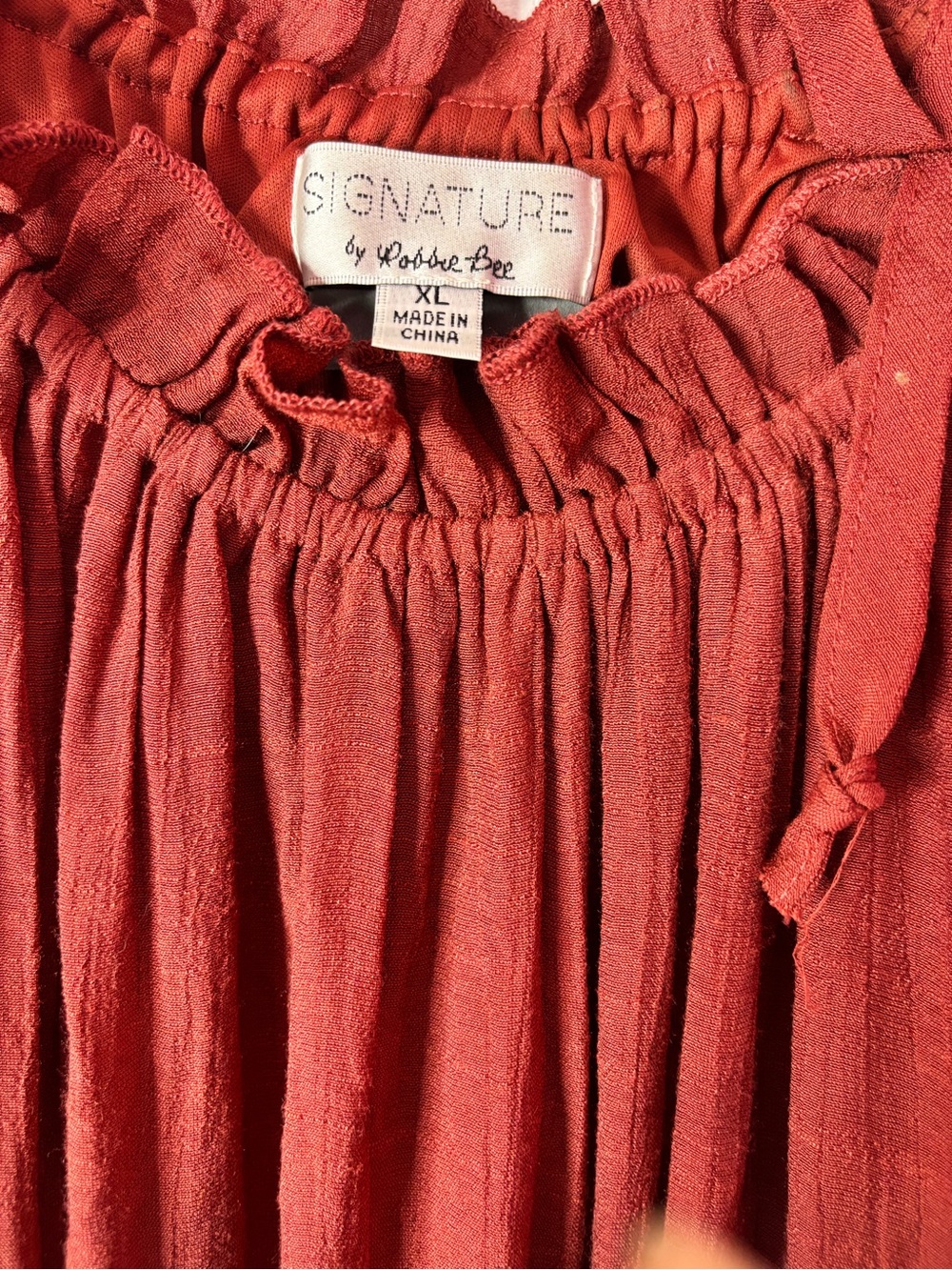 Signature by Robbie Bee Rust Red Tie-Shoulder Midi Dress - Picture 2 of 6
